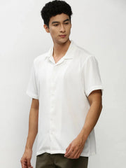Men White Solid Casual Casual Shirts-AGASTHYA-1595-White