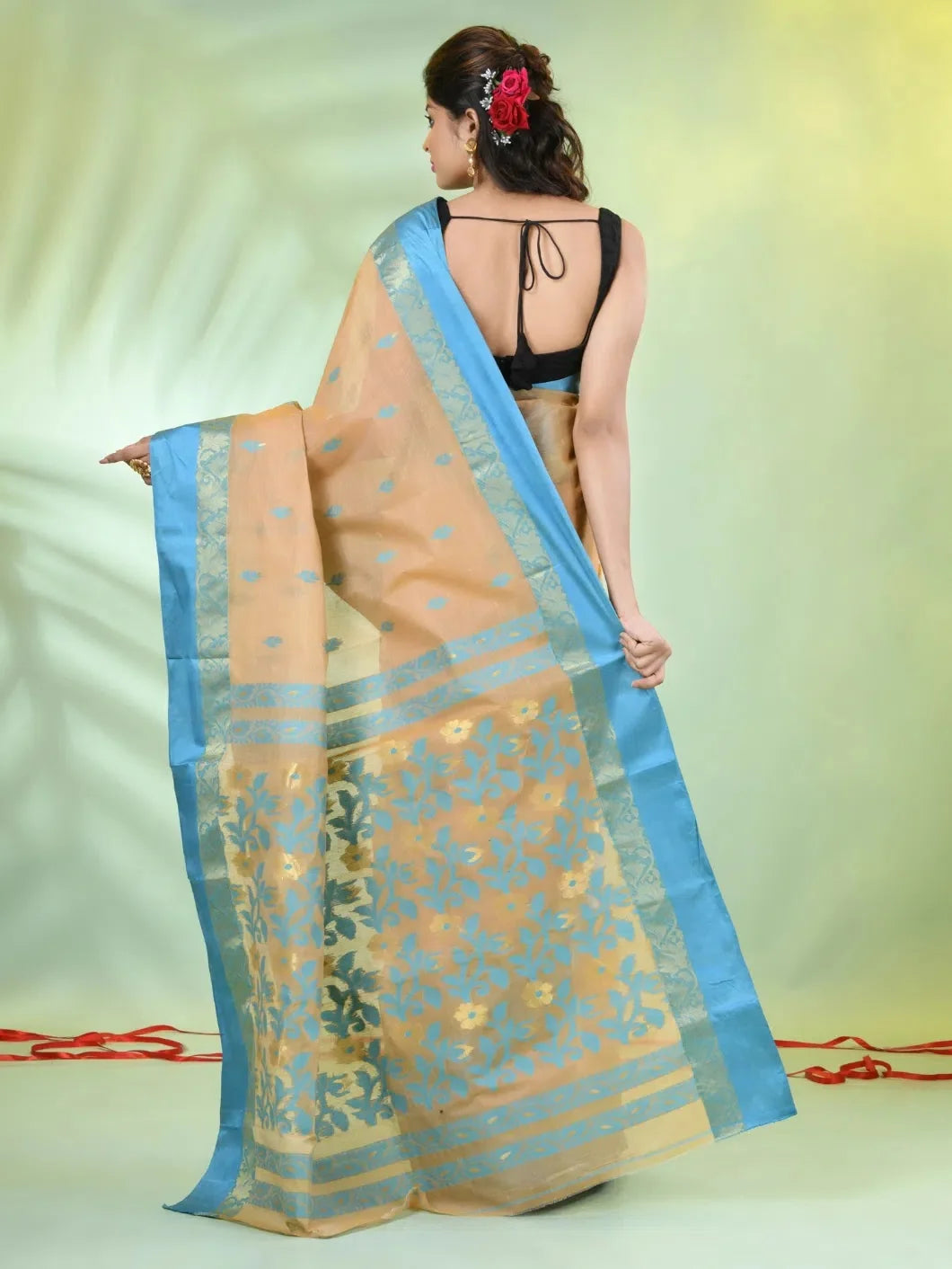 Beige Tussar Silk Saree | Indian Sari Elegance