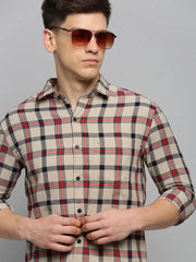 Men Beige Checked Casual Shirt-DALTONCHECKS-4090-Beige