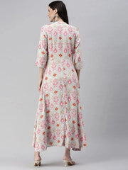 Women's Blue Printed Anarkali Kurta-AT-A236-LG-Blue