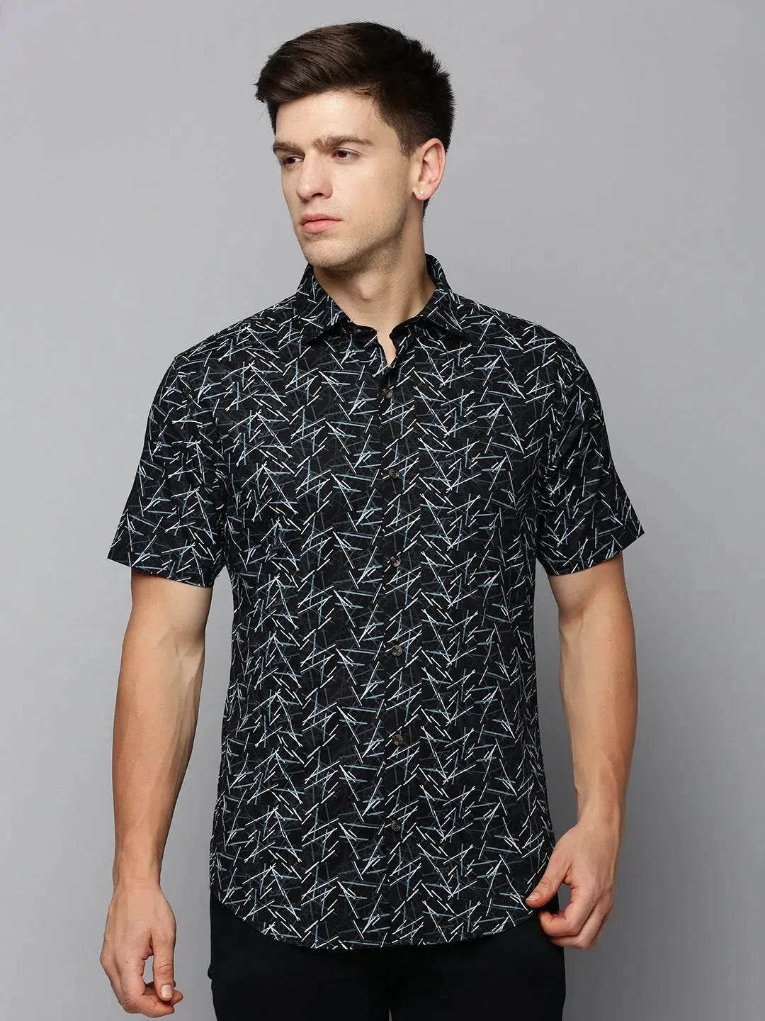 Black Printed Cotton Mens Shirt | Casual Designer Shirts