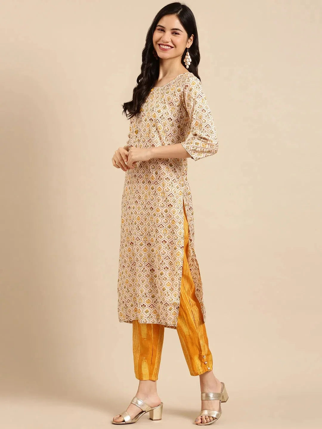 Yellow Printed Kurta Set | Women's Designer Kurta Sets