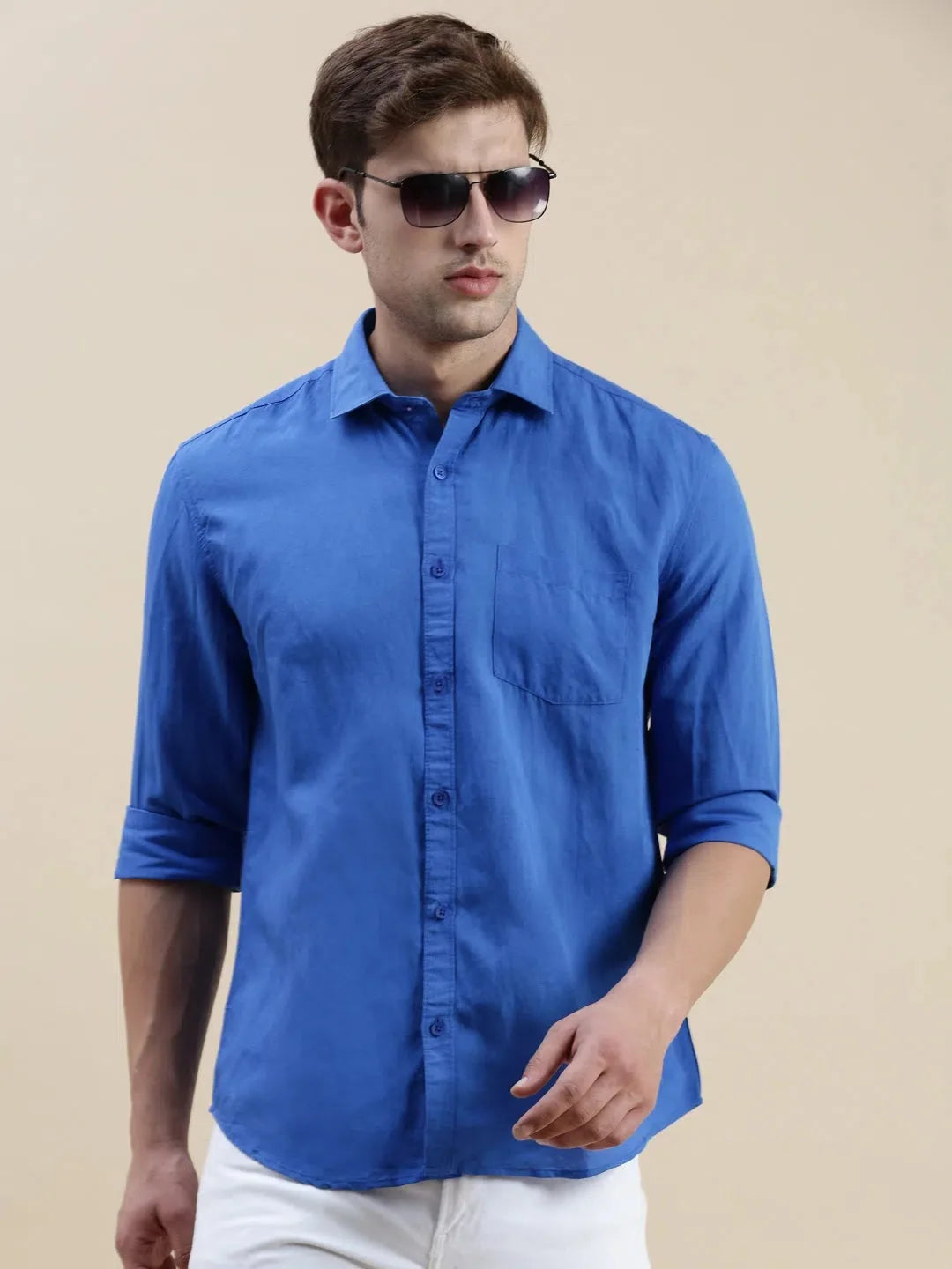 Trending Blue Solid Mens Shirt | DesiQlo Cotton Casual Shirt