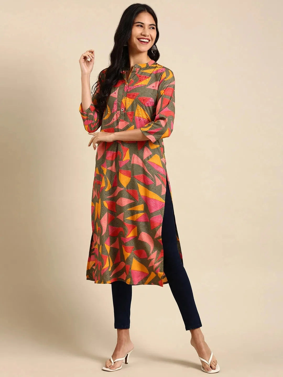 Multi Printed Cotton Kurta | Women's Indian Kurtis Collection