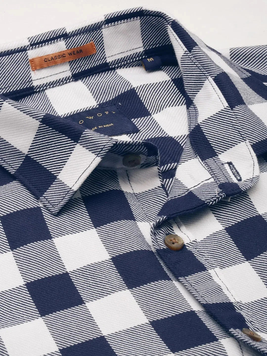 White Checked Cotton Mens Shirt | DesiQlo Casual Shirts