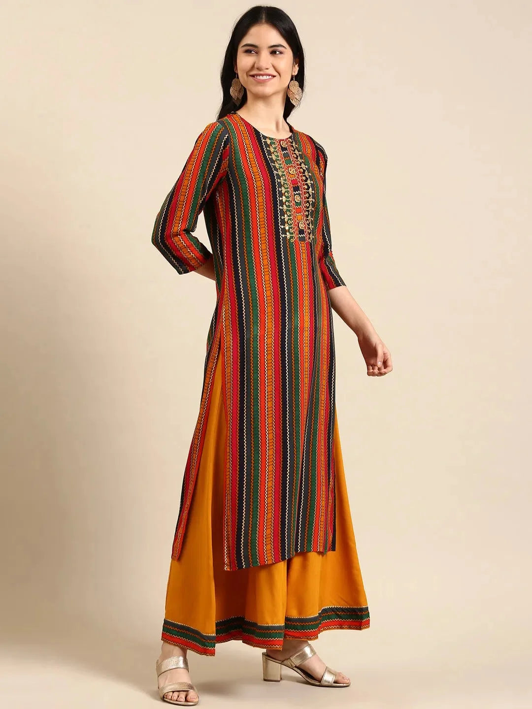 Women's Multi Striped Cotton Kurta Set | Indian Kurta Sets