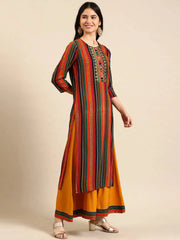 Women's Multi Striped Kurta Set-GW-1034-Multi