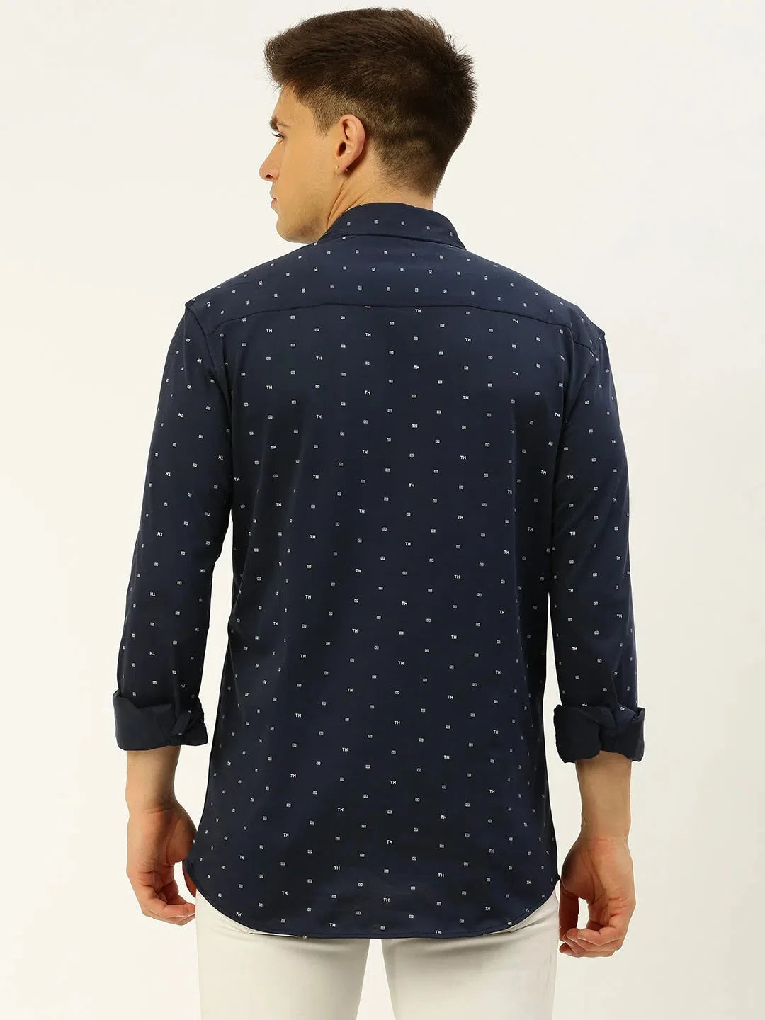 Trendy Navy Printed Mens Shirt - Casual Cotton Shirt | DesiQlo