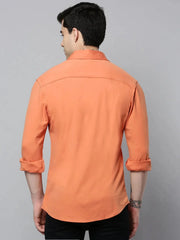 Men Coral Solid Casual Shirt-MONTIKNITS-3363-Coral