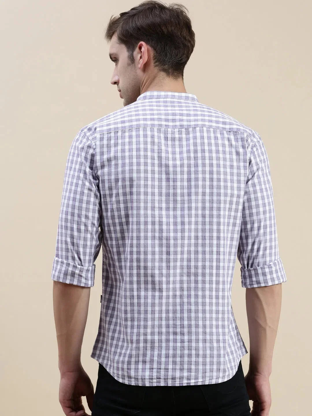 Purple Checkered Mens Shirt - DesiQlo Cotton Casual Shirt