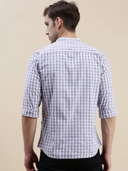 Men Purple Checked Casual Shirt-LAVINIA-1162-Lavender