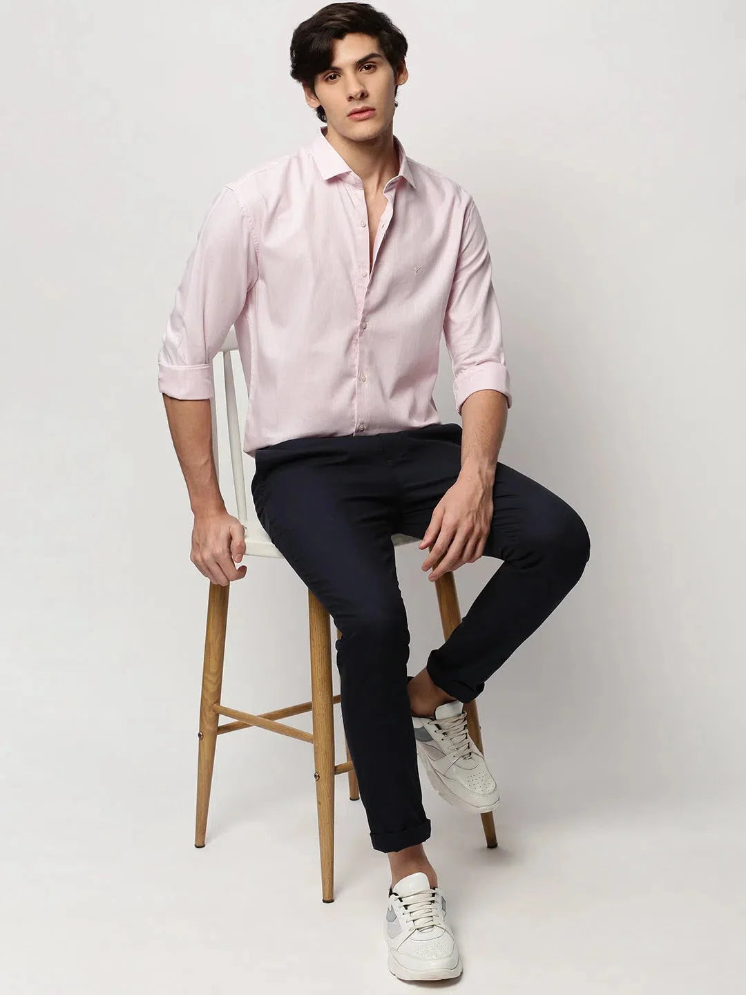 Pink Cotton Mens Shirt | Solid Casual Shirt - DesiQlo