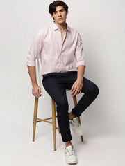 Men Pink Solid Casual Casual Shirts-IKIGAI-8821-Pink