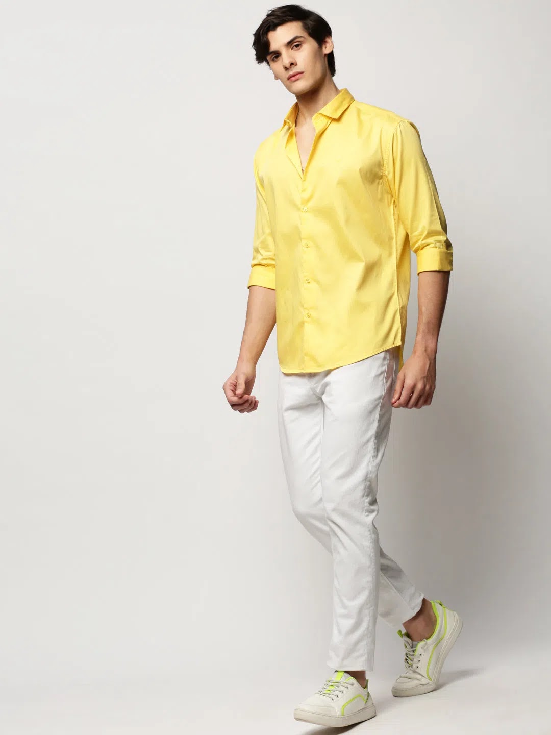 Yellow Cotton Mens Shirt | Casual Shirts for Men DesiQlo