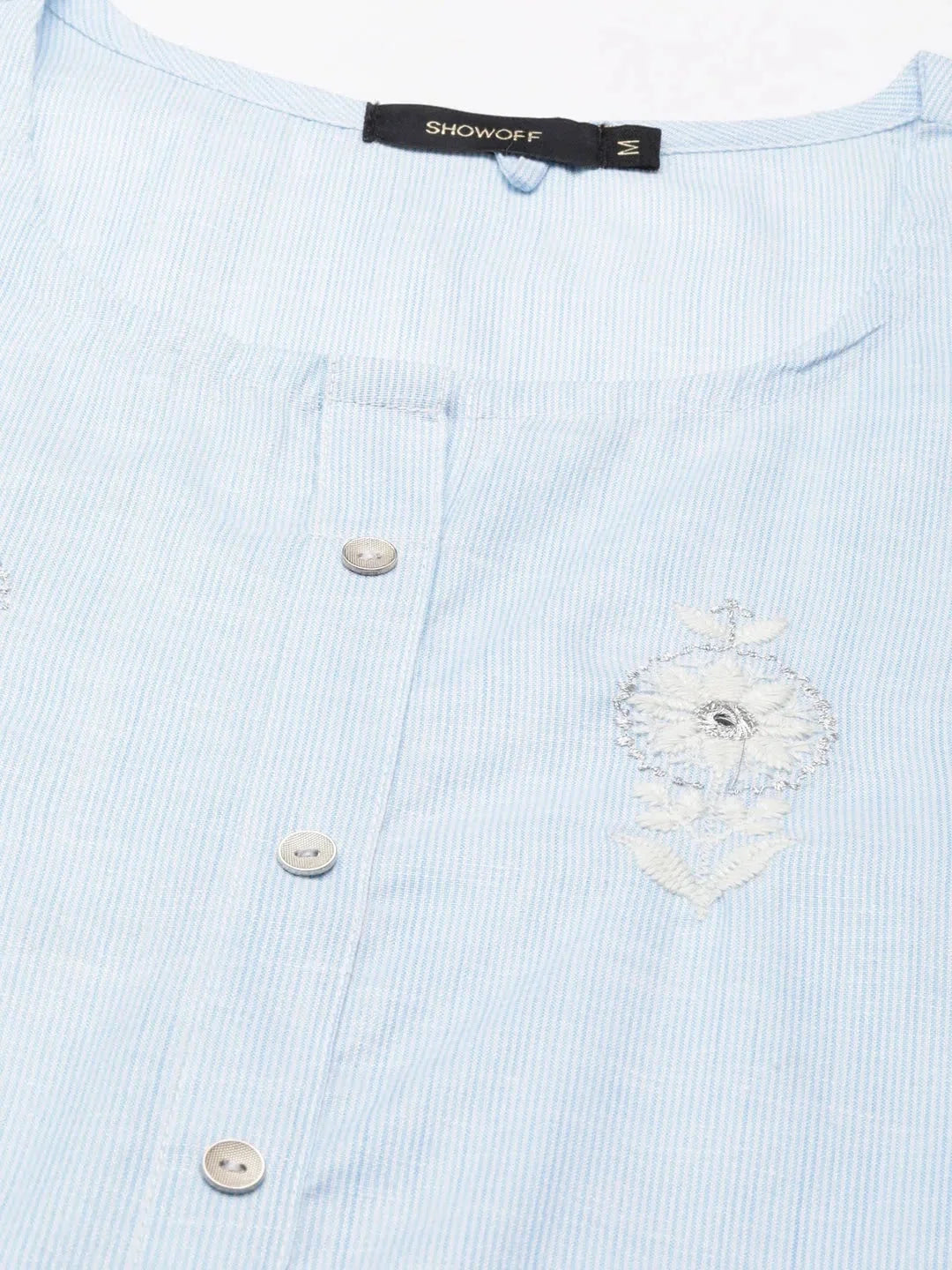 Blue Striped Indian Kurta for Women | Cotton Kurta Design