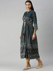 Women's Green Floral Khatwa Anarkali Kurta-BC-CK-742-Green