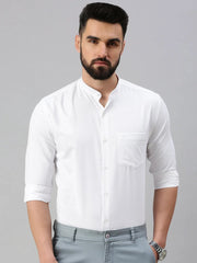Men White Self Design Casual Shirt-SPANISHSHIRT-1018-White