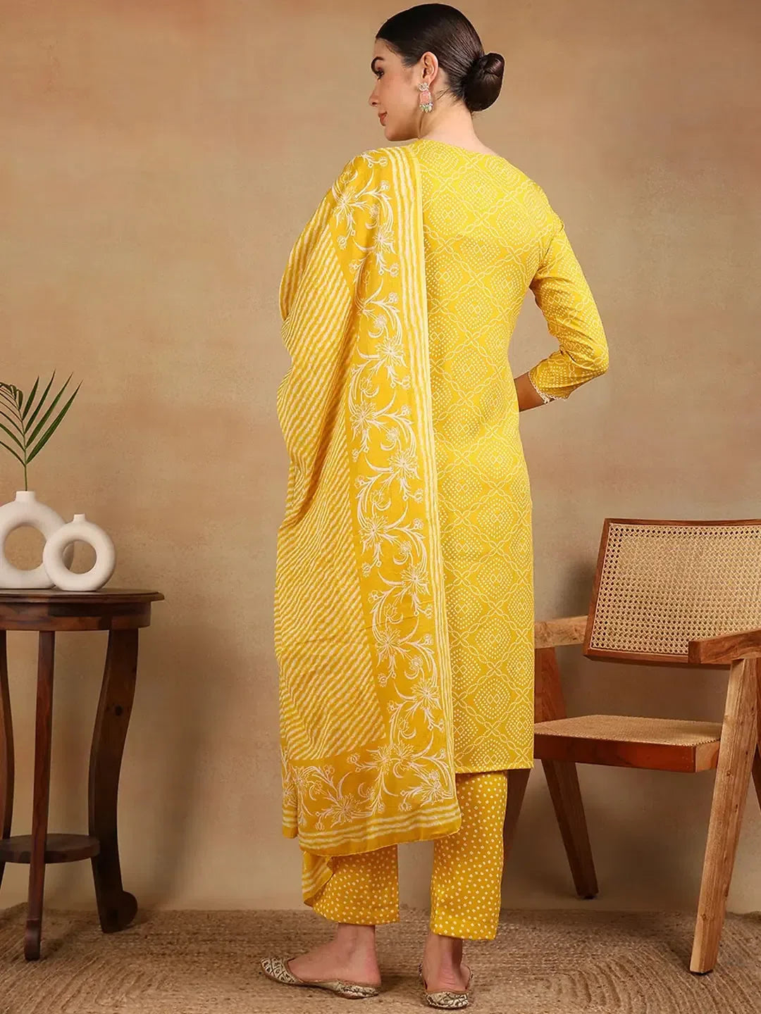Women Yellow Viscose Rayon Embroidered Straight Kurta Pant Set