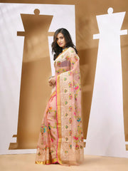 Peach Muslin Soft Saree With Thread Embroidery Work-MA53MS043190050