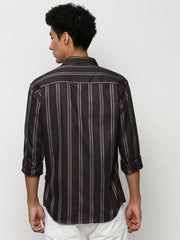 Men Grey Striped Casual Casual Shirts-YARROWSTRIPE-5639-Grey
