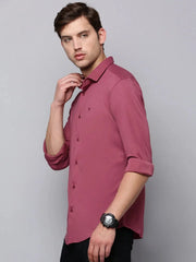 Men Mauve Solid Casual Shirt-MONTIKNITS-3366-Mauve