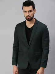 Men Green Solid Party Blazers-SOBLZ256-Green