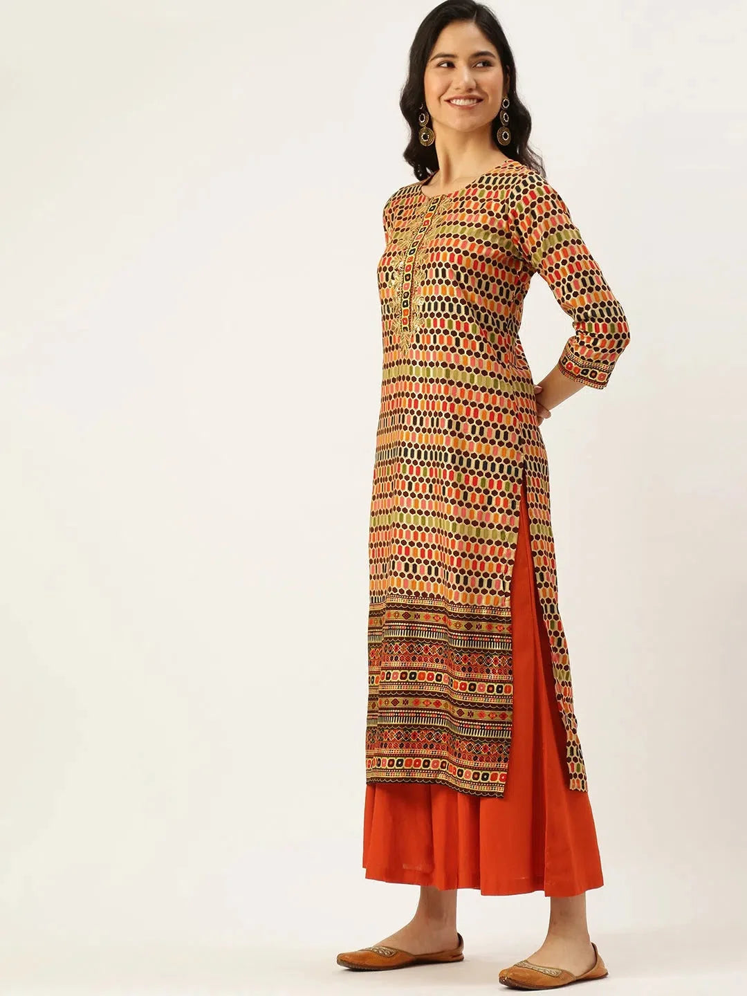 Multicolour Printed Cotton Kurtas - Indian Kurta for Women