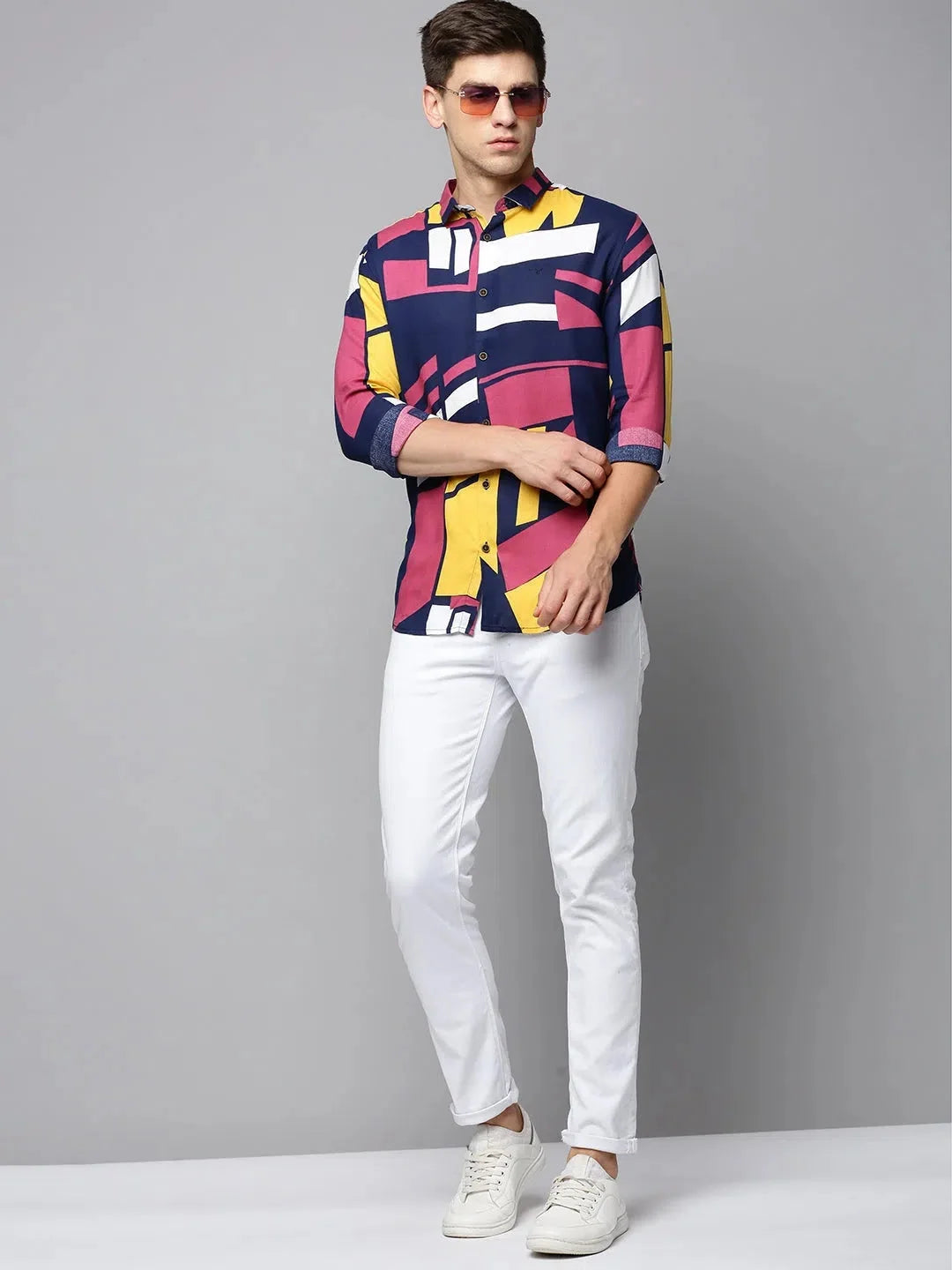 Men's Color Block Shirt - Cotton Casual Shirt | DesiQlo