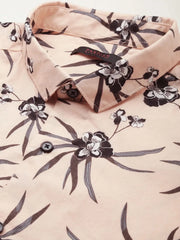 Men Pink Printed Casual Shirt-PARKERPRINT-1550-Peach