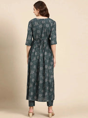 Women's Teal Printed Kurta SetKC-1006-Teal