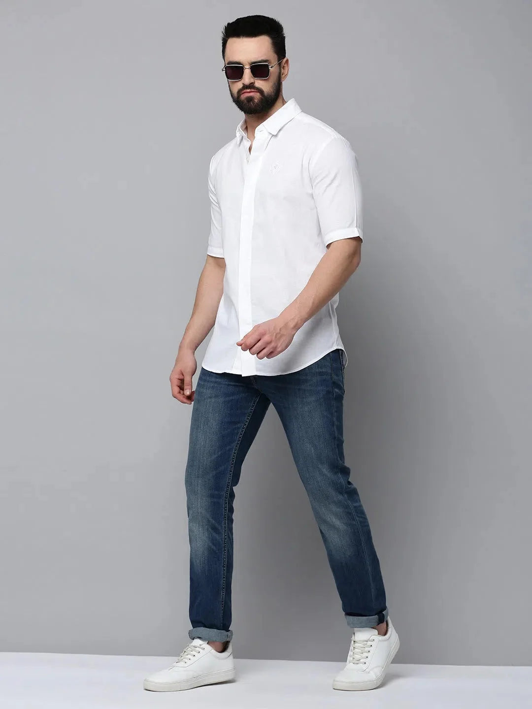 White Solid Mens Shirt - Casual Cotton Shirt | DesiQlo