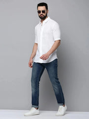 Men White Solid Casual Shirt-ELECTRAPLAIN-4518-White