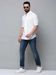 Men White Solid Casual Shirt-ELECTRAPLAIN-4518-White