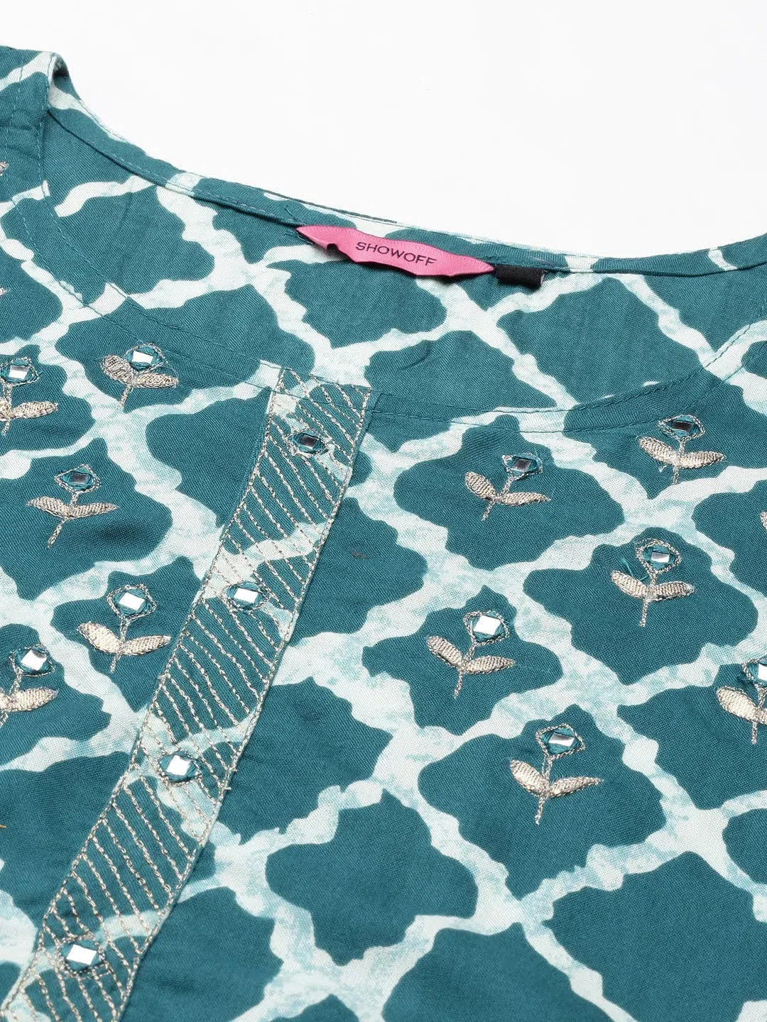 Teal Tie Dye Indian Kurta for Women - Cotton Straight Kurti