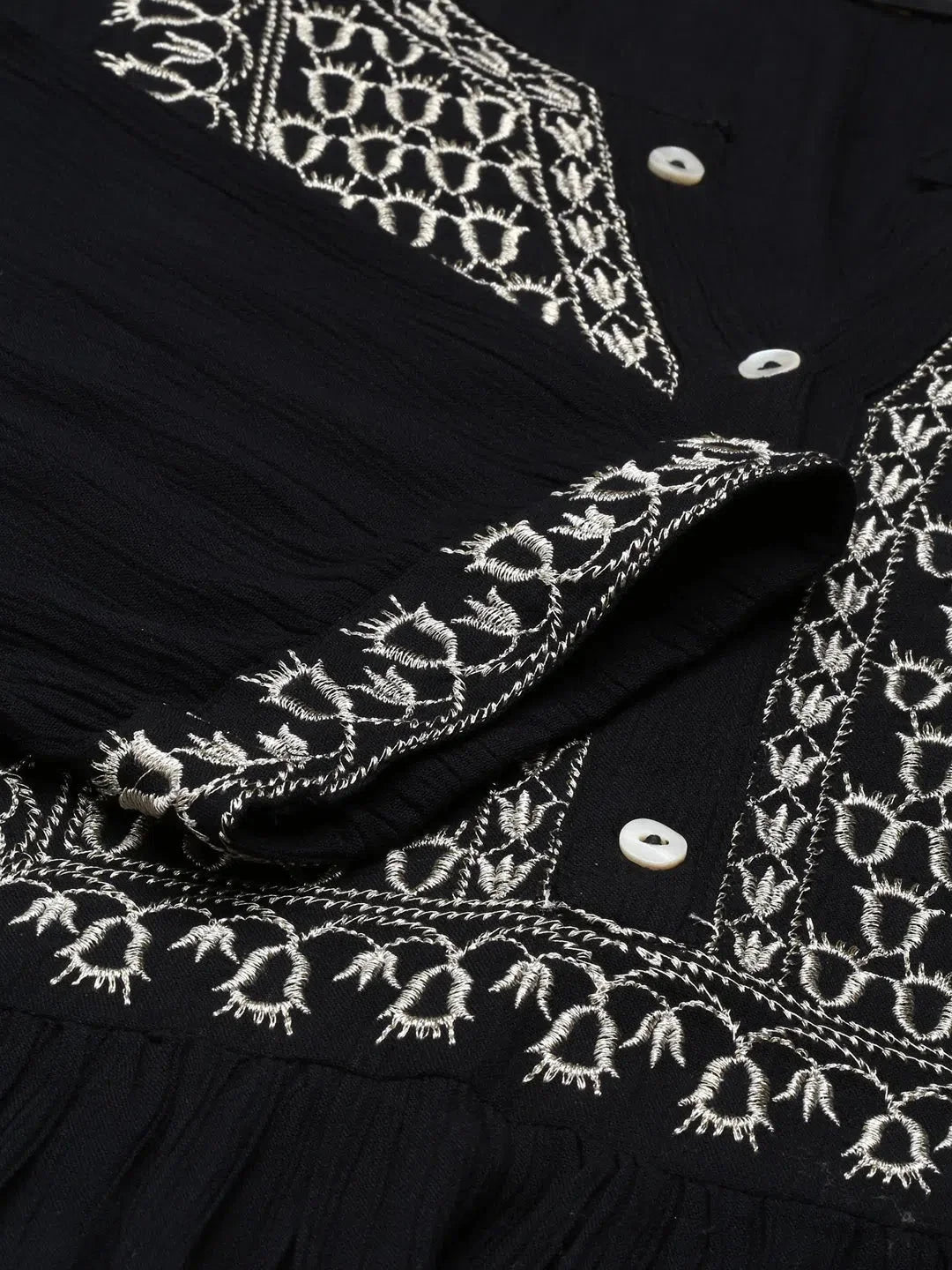 Black Solid Anarkali Kurta | Viscose Anarkali Kurtis for Women