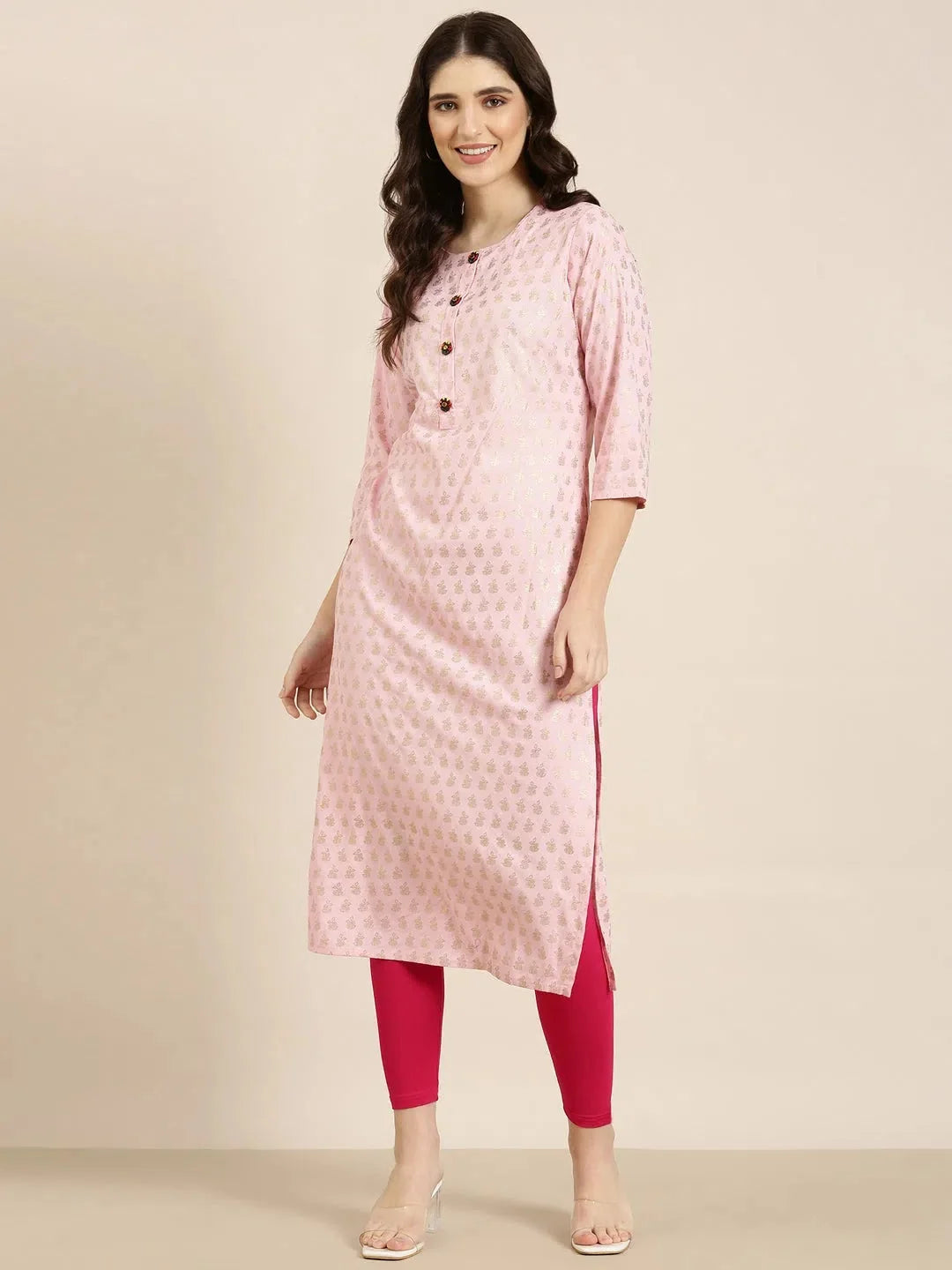 Pink Floral Indian Kurta for Women | DesiQlo Kurtas