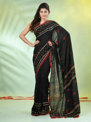 Red Cotton Saree With Zari Borders-MA66BCT43830041