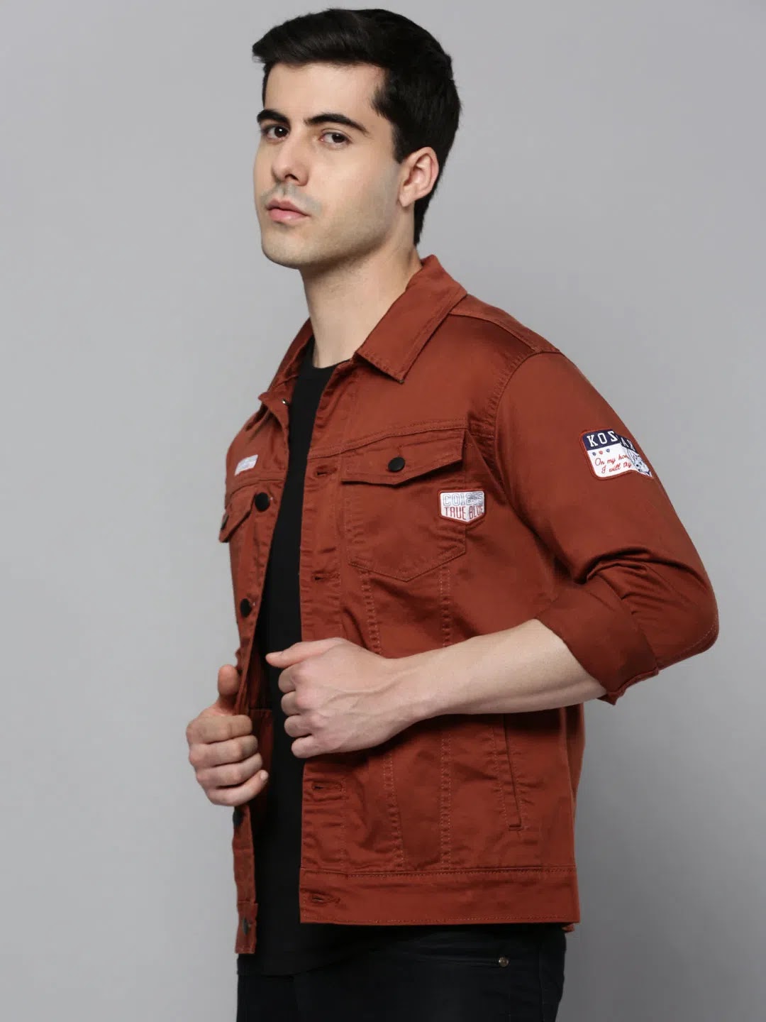 Orange Solid Mens Shirt - Cotton Casual Shirts for Men