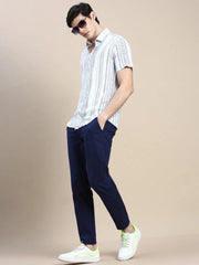 Men White Printed Casual Shirt-GEORGE-1618-White