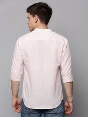 Men Pink Solid Casual Shirt-JISHALINEN-3067-Pink