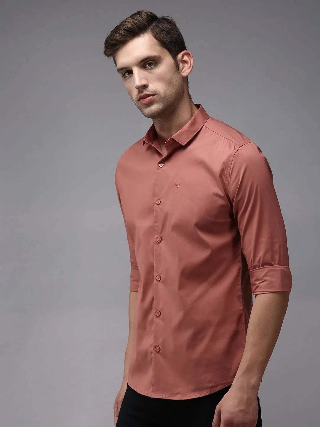 Orange Solid Mens Shirt - Casual Cotton Shirt | DesiQlo