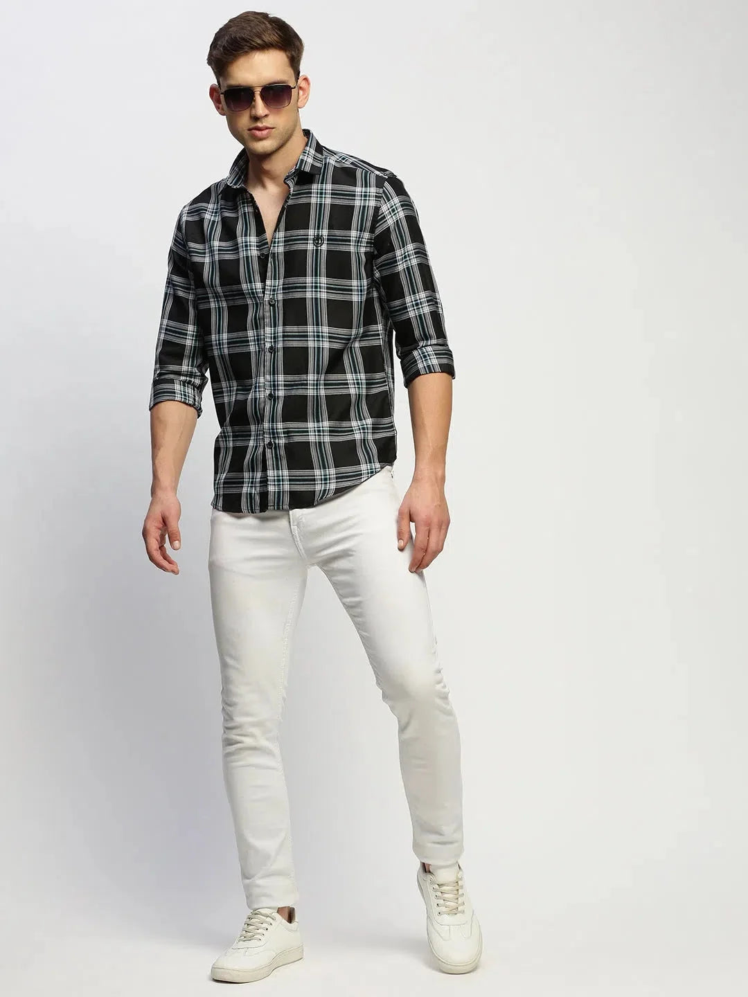 Men's Black Checkered Cotton Shirt - Stylish Mens Shirt
