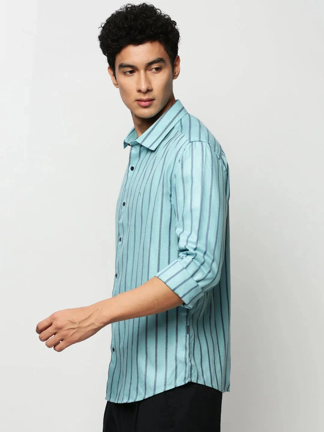 Blue Striped Cotton Mens Shirt - Casual Style | DesiQlo
