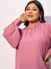 Women Onion Pink Front Twisted Detail Top