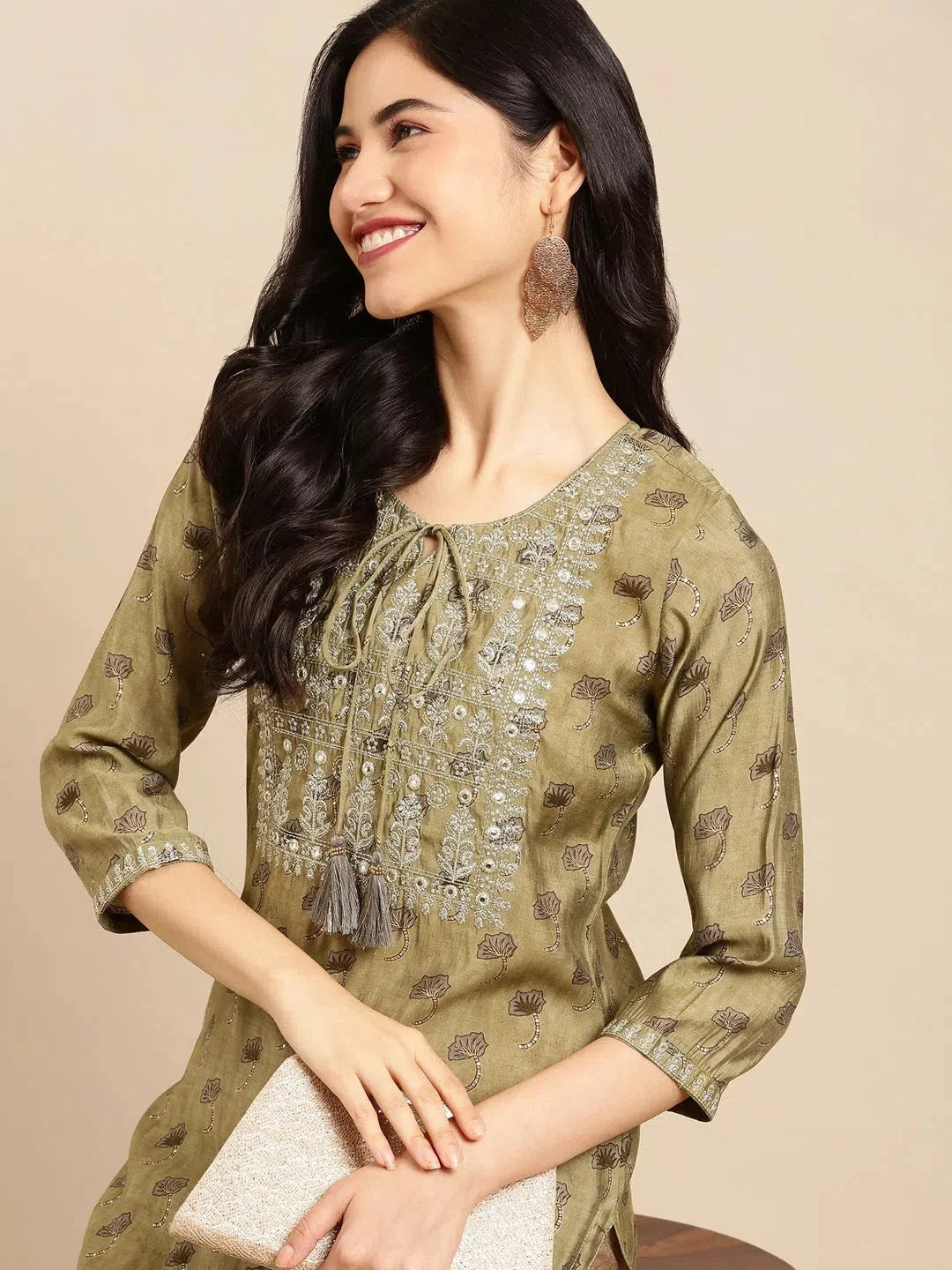 Green Printed Straight Kurta - Stylish Indian Kurtis for Ladies