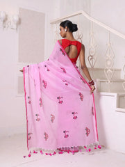 Shocking Pink Cotton Saree With Zari Borders-MA66BCT43830042
