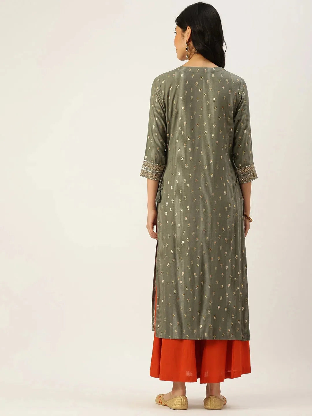 Grey Printed Cotton Kurta - Casual Indian Kurtis Online