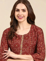 Women's Maroon Printed Kurta SetKC-1029-Maroon