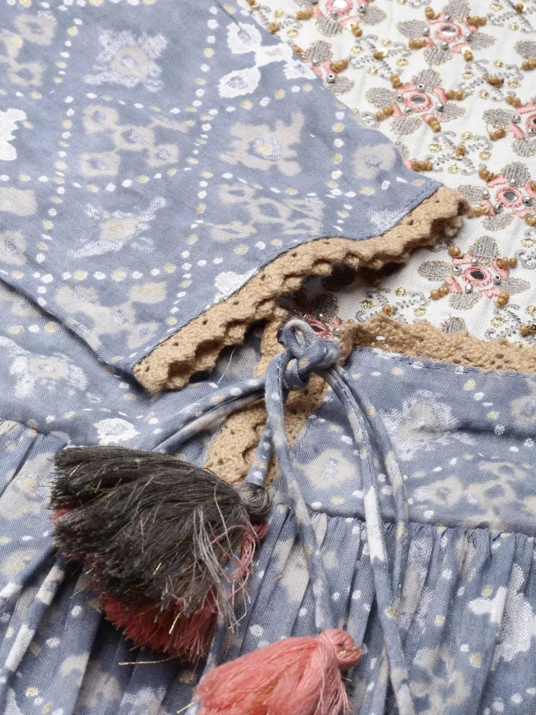 Blue Printed Cotton Anarkali Kurta - Women's Anarkali Kurtis