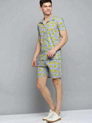 Men Purple Printed Casual Co ord Set-AM-66-16-Lavender